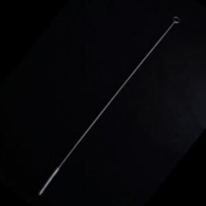 Silver swab with a loop on the end.