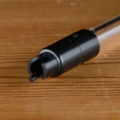 Close-up of a black pen tip.