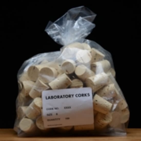 Bag of laboratory corks for science.