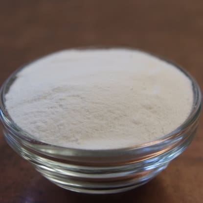 White powder in a glass bowl.