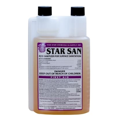 Star San acid sanitizer bottle.