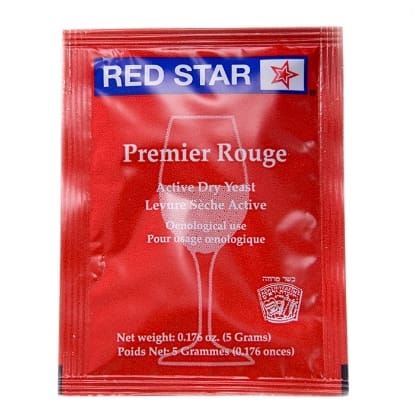 A red star bag of premier rouge wine yeast.