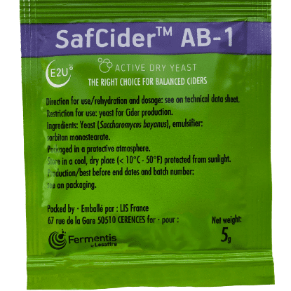 A package of safcider ab-1 is shown.