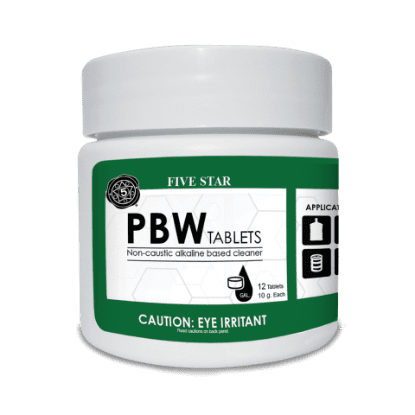 Five Star PBW Tablets Cleaner, Eye Irritant.