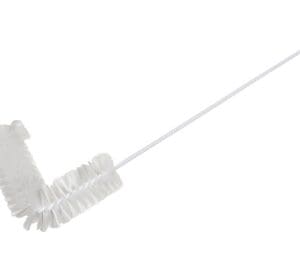 White bottle cleaning brush with handle.