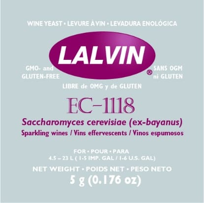 A picture of the front label for lalvin ec-1 1 1 8.