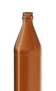 Empty brown glass beer bottle.