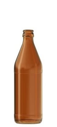 Empty brown glass beer bottle.