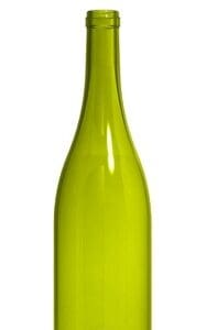 Empty green glass wine bottle.