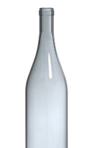 Empty glass wine bottle on white background.