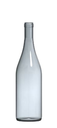 Empty glass wine bottle on white background.