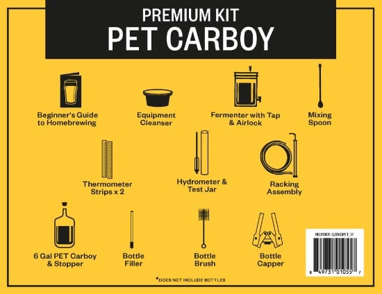 Homebrewing kit with 6 gallon carboy.