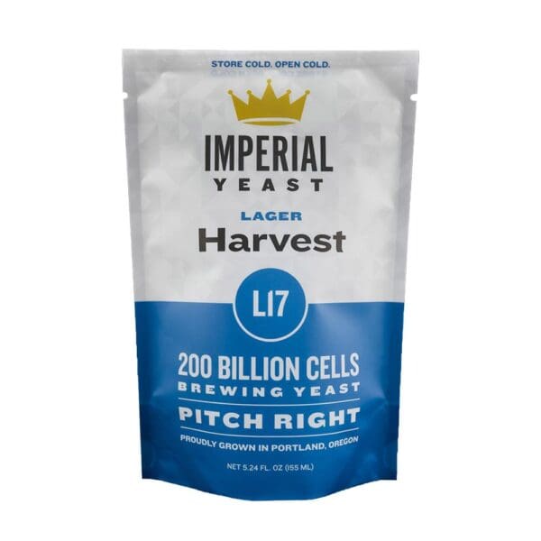 Imperial Yeast Lager Harvest brewing yeast packet.