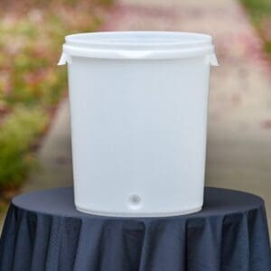 White plastic container with a spout.